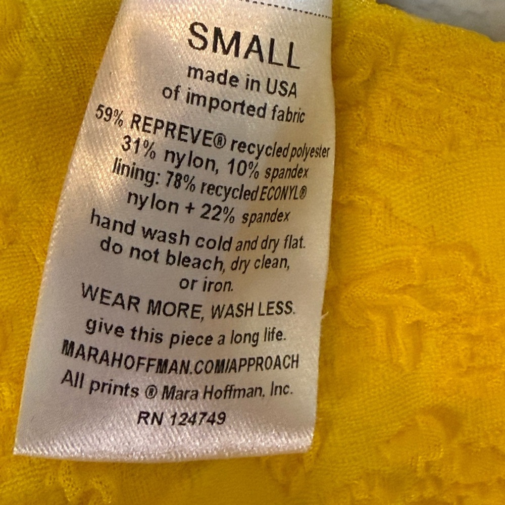 Mara Hoffman Yellow Floral Jacquard One Piece Swimsuit Size Small - Picture 7 of 8